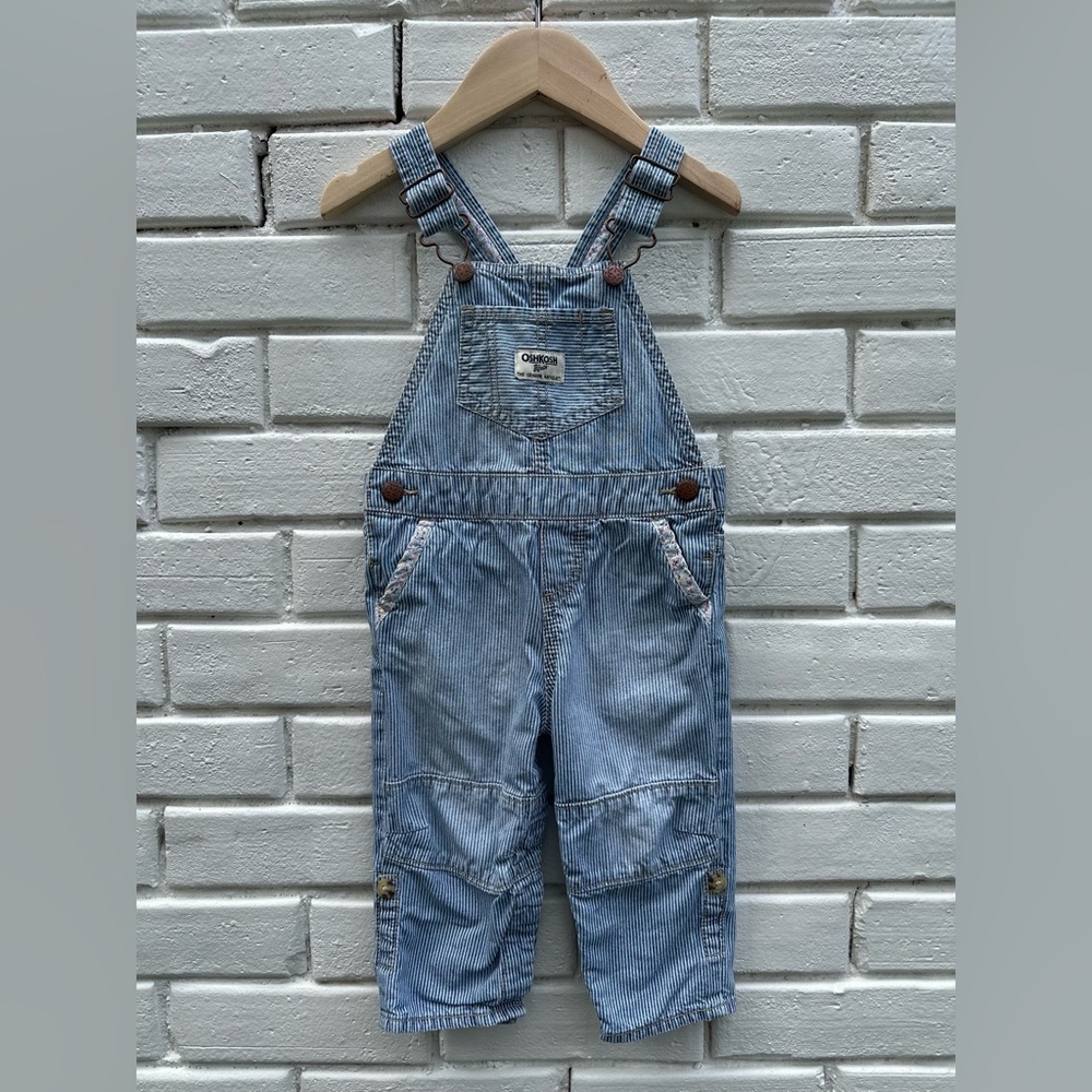 RARE OshKosh B’gosh pinstripe and floral detail overalls size 18m